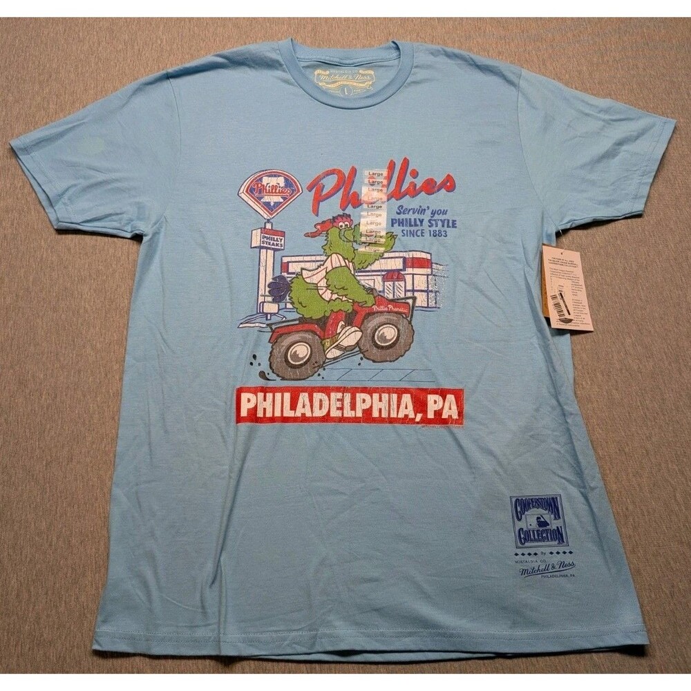 NEW Mitchell & Ness Philadelphia Phillies MLB Deli Phanatic T-Shirt Size Large